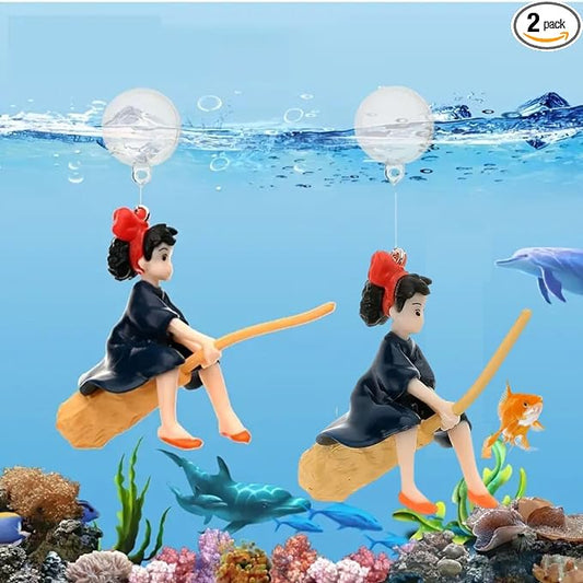 Petzlifeworld 2 Pcs Floating Little Witch Aquarium Decorations Landscaping Fish Tank Toy – Cute and Lifelike Ornaments for a Magical Underwater World!