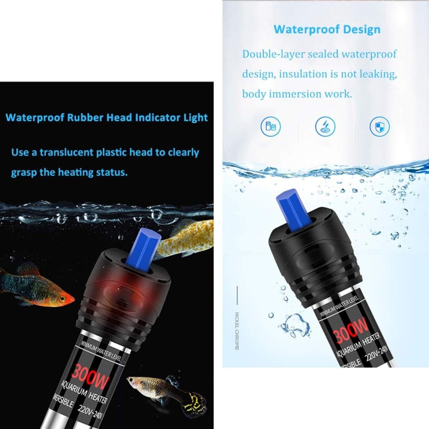 Petzlifeworld Stainless Steel Heater + Protective Cover Water Heater and Adjustable Temperature