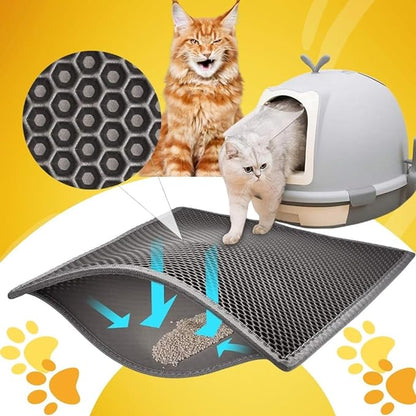 Petzlifeworld Cat Litter Mat For Litter Box Anti Slip Honey Comb