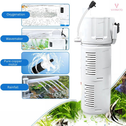 Pwtzlifeworld Aquarium Submersible Internal Filter with Adjustable Flow Rate