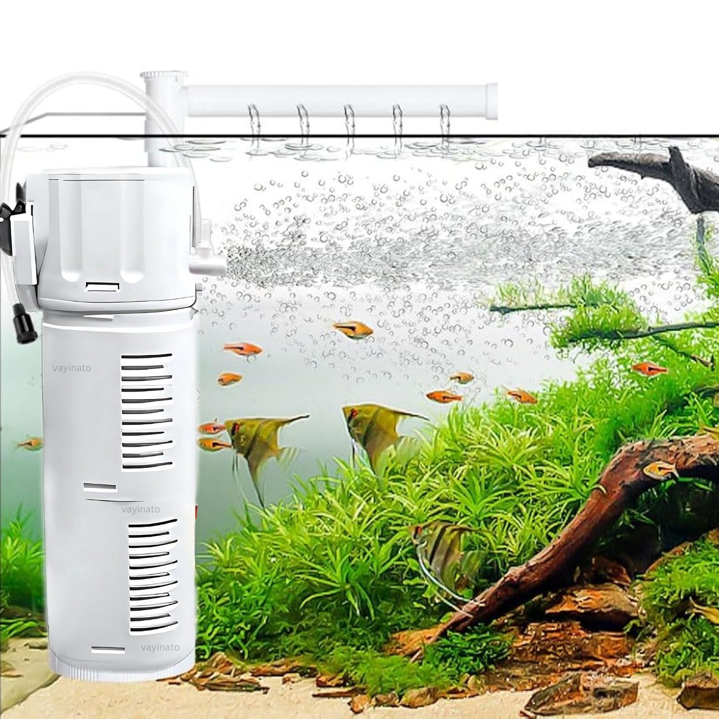 Pwtzlifeworld Aquarium Submersible Internal Filter with Adjustable Flow Rate