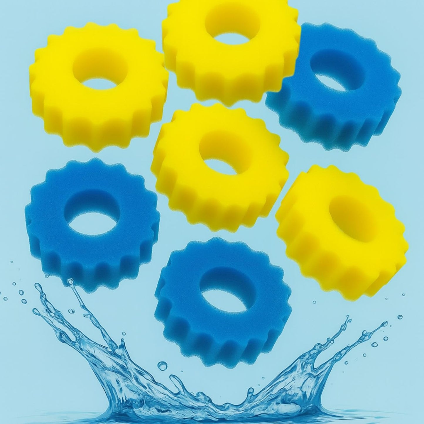PetzLifeWorld Aquarium 7 Pcs Pond Filter Replacement Foam Sponge | Compatible with CPF-15000(3 Pcs Blue & 4 Pcs Yellow) Durable, Reusable Mechanical Filter Media for Pressure Pond Filters and Koi Ponds