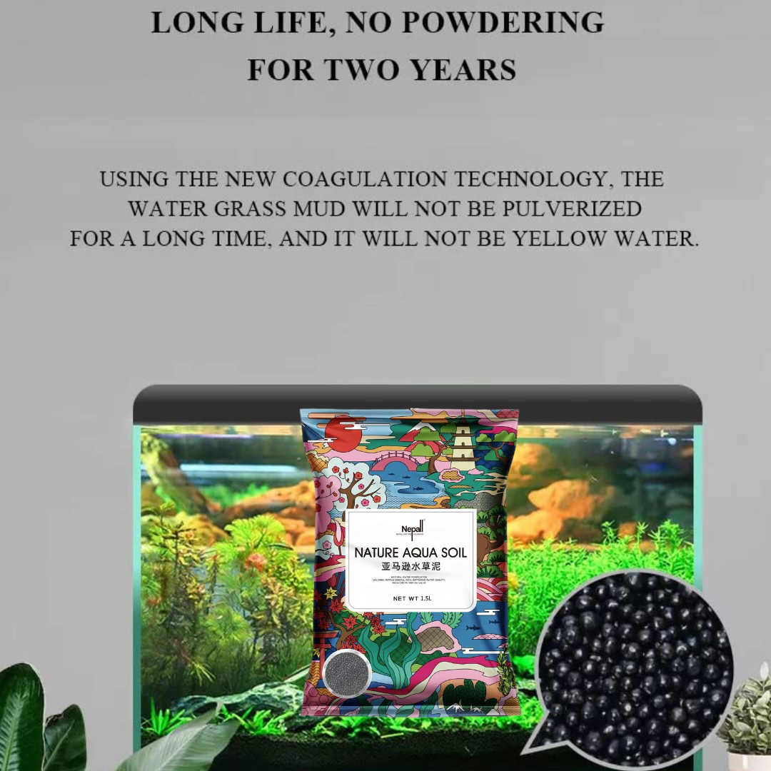 Nepall Aqua Soil Planted Aquarium Substrate | Fish Tank Water Grass Mud for Natural Aquatic Plants and Shrimps | No Cloudiness | Clear Water | Rich Nutrients