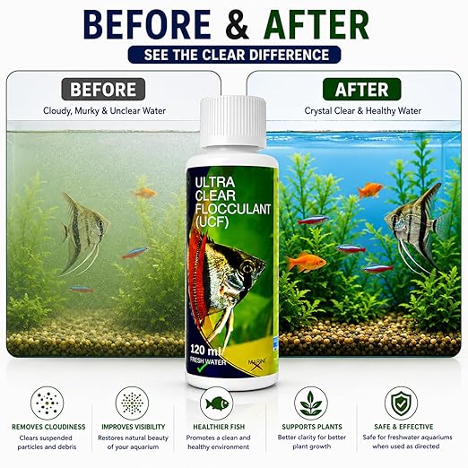 Aquatic Remedies Aquarium Fish Tank Ultra Clear Flocculant Water Clarifier | Quickly Removes Cloudiness | Makes Crystal Clear Fish Tanks (120 ML)