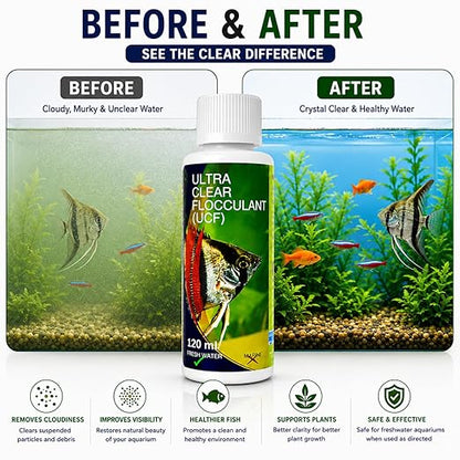 Aquatic Remedies Aquarium Fish Tank Ultra Clear Flocculant Water Clarifier | Quickly Removes Cloudiness | Makes Crystal Clear Fish Tanks (120 ML)