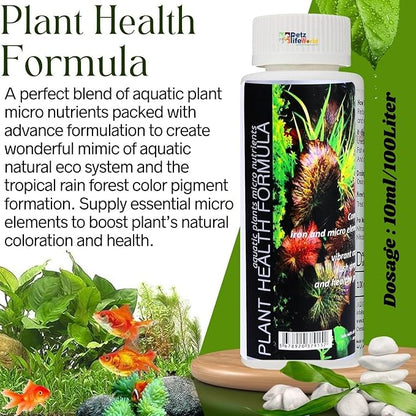 petzlifeworld Aquatic Remedies Aquarium Plants Fertiliser Combo, Plant Health Formula-120ML & Plant Food-120ML