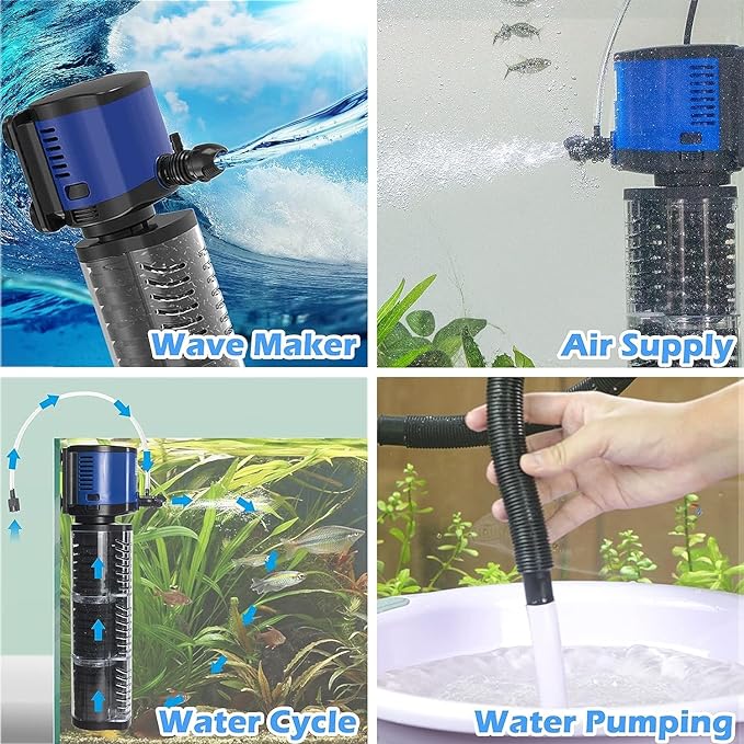 Sunsun JQP Series 3 in 1 Aquarium Submersible Internal Pump & Filter