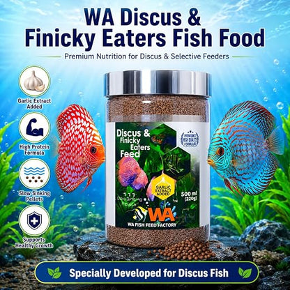 Petzlifeworld Wa Discus&Finicky Eaters Fish Food,500Ml(220G)|Garlic Extract Added|Slow Sinking Pellets