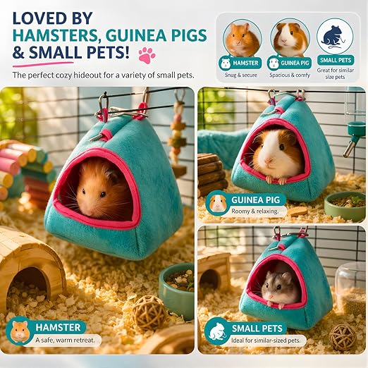 Petzlifeworld Warm Hamster Hideout Hanging Hammock Bed | Cozy Plush Sleeping Nest for Small Pets | Chew-Resistant Soft Pouch for Dwarf Hamster, Gerbil, Rat, Hedgehog & Sugar Glider