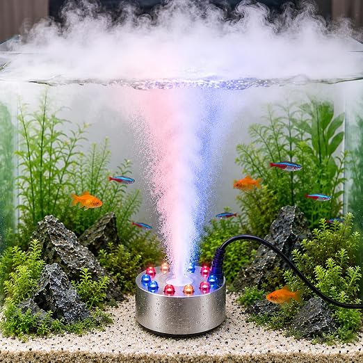 Petzlifeworld MM-20 Mist Maker Fogger 20W with 12 LED Lights & Power Adapter – Stainless Steel Waterproof Pond Fogger for Aquarium, Fountain, Terrarium, Rockery, Garden Pond & Indoor Home Decor