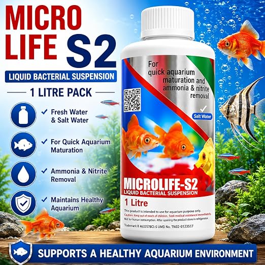 Petzlifeworld Aquatic Remedies 1L Micro Life S2 for Freshwater & Saltwater Aquariums | Supports Healthy Aquarium Water