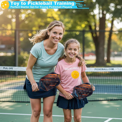 petzlifeworld Kids Basic Pickleball Training Paddle Kit | 2 Lightweight Plastic Bats & 1 Soft Foam Ball | Beginner Pickleball Set for Kids