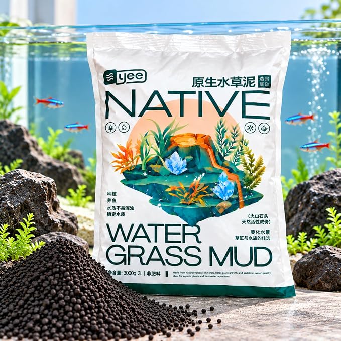 YEE    0.5L, 1.5L &amp; 3L Native Aqua Soil for Planted Aquariums | Premium Nutrient-Rich Substrate for Aquatic Plants, Shrimp & Freshwater Fish | pH Buffering 6.0–7.0 | Low Dust Granules