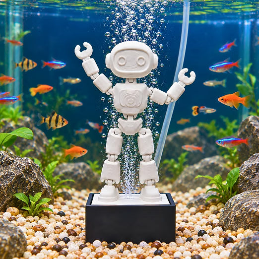 Petzlifeworld Dancing Robot Aquarium Decoration with Air Bubble Action – Moving Air-Powered Fish Tank Ornament for Freshwater Aquariums