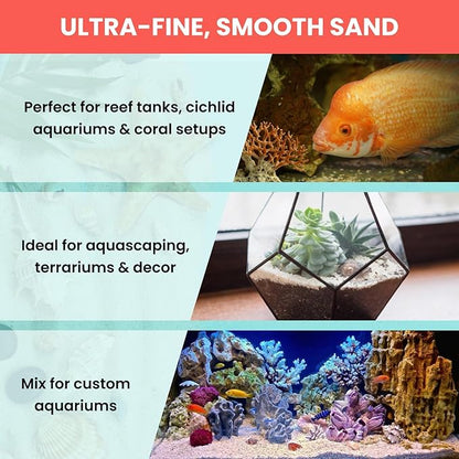 PetzLifeworld Aquarium Aragonite White Sand | Natural pH-Buffering Substrate for Marine, Cichlid, Freshwater & Saltwater Aquariums