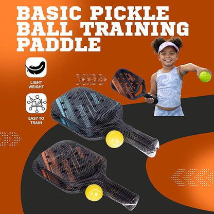 petzlifeworld Kids Basic Pickleball Training Paddle Kit | 2 Lightweight Plastic Bats & 1 Soft Foam Ball | Beginner Pickleball Set for Kids