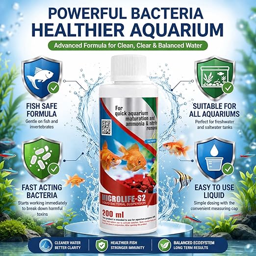 Aquatic Remedies Micro Life S2 Beneficial Bacteria Liquid Bacterial Suspension for Quick Aquarium Maturation and Ammonia and Nitrite Removal