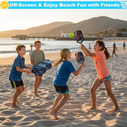 petzlifeworld Kids Basic Pickleball Training Paddle Kit | 2 Lightweight Plastic Bats & 1 Soft Foam Ball | Beginner Pickleball Set for Kids