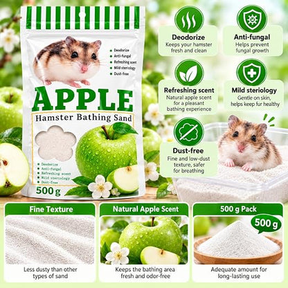 Petzlifeworld Scented Hamster Bath Sand 500g – Rose, Lavender, Green Apple & Lemon
