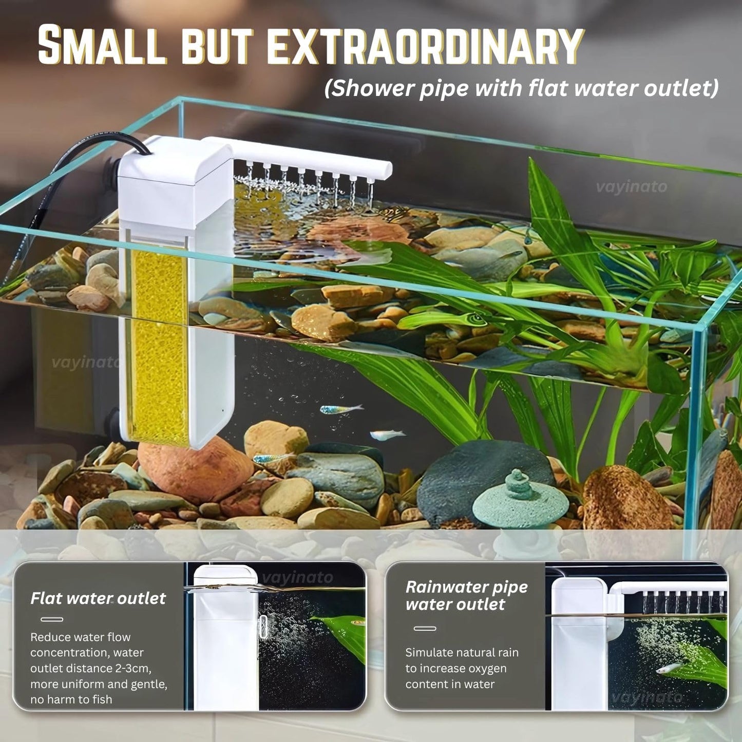 Petzlifeworld 3-in-1 Nano Waterfall Filter for Water Purification, Circulation, Oxygen