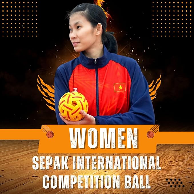 petzlifeworld  Marathon MT-909 International Female/Youth Competition Takraw (Rubber Skin) Lightweight Rattan-Style Plastic Ball | Durable & Safe for Indoor/Outdoor Play | Made in Thailand