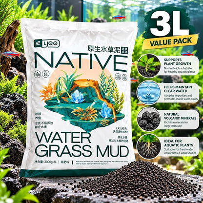 YEE    0.5L, 1.5L &amp; 3L Native Aqua Soil for Planted Aquariums | Premium Nutrient-Rich Substrate for Aquatic Plants, Shrimp & Freshwater Fish | pH Buffering 6.0–7.0 | Low Dust Granules