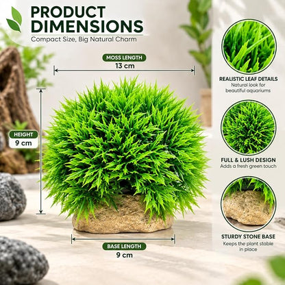 Petzlifeworld Artificial Aquarium Grass Plant with Stone Base | Green Fish Tank Decoration