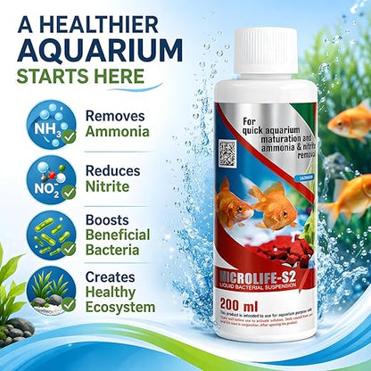 Aquatic Remedies Micro Life S2 Beneficial Bacteria Liquid Bacterial Suspension for Quick Aquarium Maturation and Ammonia and Nitrite Removal