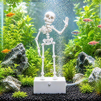 Petzlifeworld 3D Printed Dancing Skeleton Aquarium Ornament – White & Black Variations | Bubble-Activated Moving Fish Tank Decoration with Air Tube Connection & Stable Base