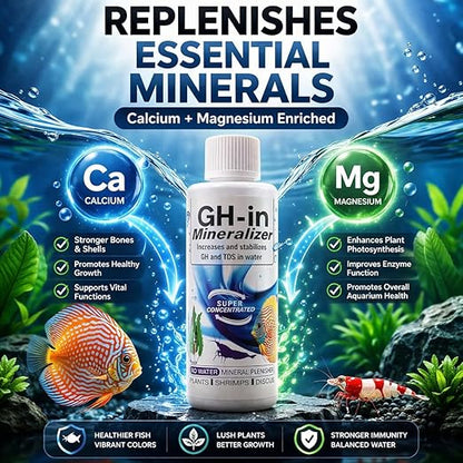 Aquatic Remedies GH-in Mineralizer for Aquarium (220 ml) – Increases & Stabilizes GH and TDS in RO Water | Mineral Supplement for Plants, Shrimp & Discus Fish