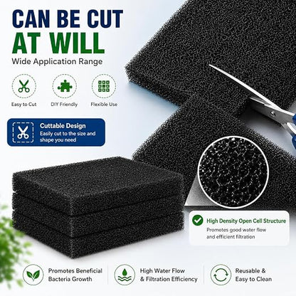 Petzlifeworld  Premium Aquarium Filter Black Sponge (50 x 50 x 4 cm) | High Porosity Bio Filter Foam Sheet | Cut-to-Size Reusable Filtration for Aquariums, Koi Ponds, Hydroponics, Aquaculture & Fish Farms