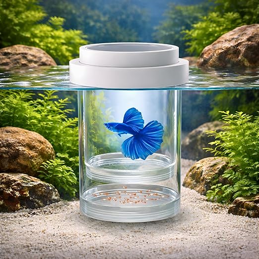 Petzlifeworld White Arylic Floating Fish Breeder Box for Aquarium – Isolation Tank Separator Hatchery Incubator for Guppy, Betta, Fry, Baby & Injured Fish | Transparent Multi-Use Breeding Box