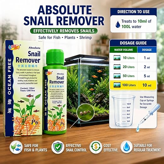 Ocean Free Aquarium Snail Remover-P6, 120ml