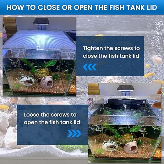 Petzlifeworld Transparent Acrylic Aquarium Cover Brackets with Screw Clamp | Lid Support Clips for Rimless Fish Tanks | Anti-Jump Design | Clear Plastic Mounts for Dividers & Lids (4 Pcs)