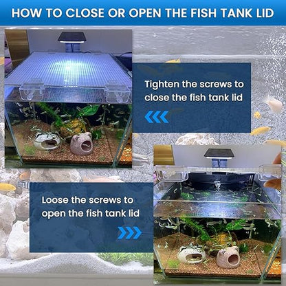 Petzlifeworld Transparent Acrylic Aquarium Cover Brackets with Screw Clamp | Lid Support Clips for Rimless Fish Tanks | Anti-Jump Design | Clear Plastic Mounts for Dividers & Lids (4 Pcs)