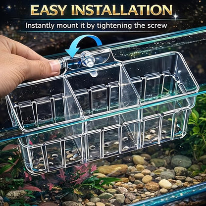 petzlifeworld 1Pcs Clear Acrylic Three-Compartment Hanging Hydroponic Planter | Hanging Plant Holder with Visible Root Growth | Decorative Aquatic Planter for Fish Tanks (18 × 6.5 × 8 cm)