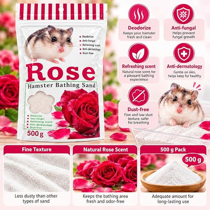 Petzlifeworld Scented Hamster Bath Sand 500g – Rose, Lavender, Green Apple & Lemon