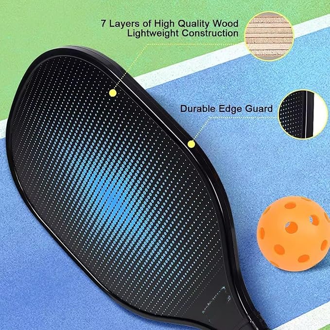 petzlifeworld Wooden Pickleball Paddle Set | 2 Lightweight Wooden Bats with Hand Grip & 1 Pickleball Ball | Easy to Use for Beginners | Durable & Comfortable Design