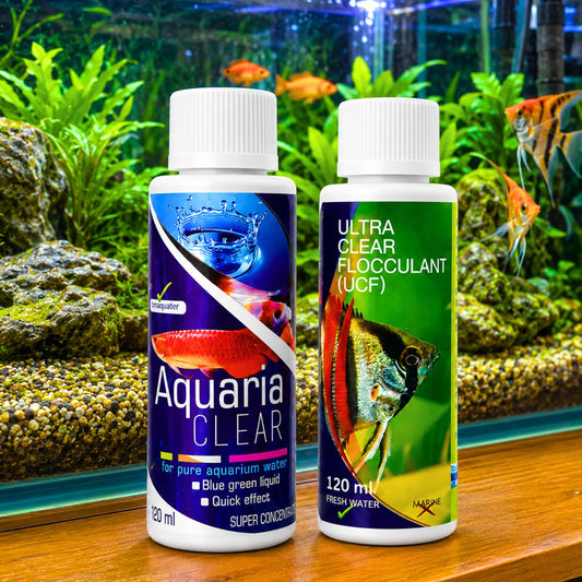 PetzlifeworldAquatic Remedies Aquarium Fish Tank Water Clarifier | Quickly Removes Cloudiness | Makes Crystal Clear Fish Tanks (Aqua Clear 120Ml+Ucf 120 Ml Combopack 2 * 120-240Ml)