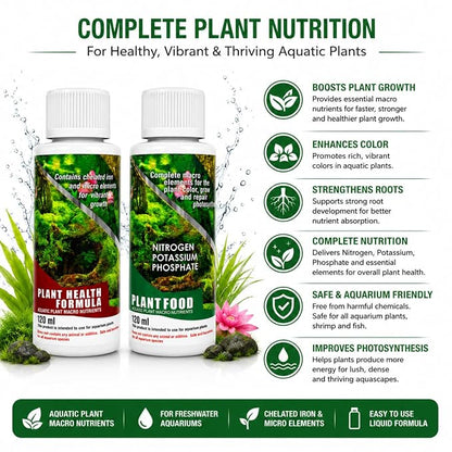 petzlifeworld Aquatic Remedies Aquarium Plants Fertiliser Combo, Plant Health Formula-120ML & Plant Food-120ML