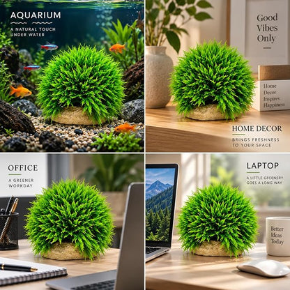 Petzlifeworld Artificial Aquarium Grass Plant with Stone Base | Green Fish Tank Decoration