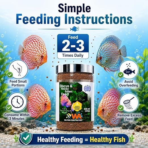 Petzlifeworld Wa Discus&Finicky Eaters Fish Food,500Ml(220G)|Garlic Extract Added|Slow Sinking Pellets