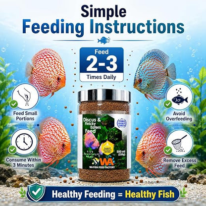 Petzlifeworld Wa Discus&Finicky Eaters Fish Food,500Ml(220G)|Garlic Extract Added|Slow Sinking Pellets
