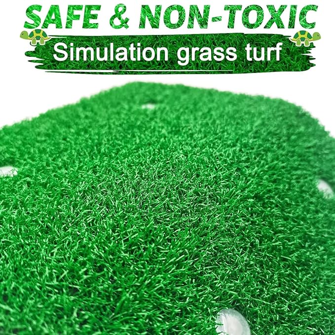 Petzlifeworld Acrylic (CP-120) Turtle Basking Platform Simulation Grass Tortoise Resting Terrace with Artificial Lawns Turtle Ramp Climbing Ladder Decor with Suction Cup