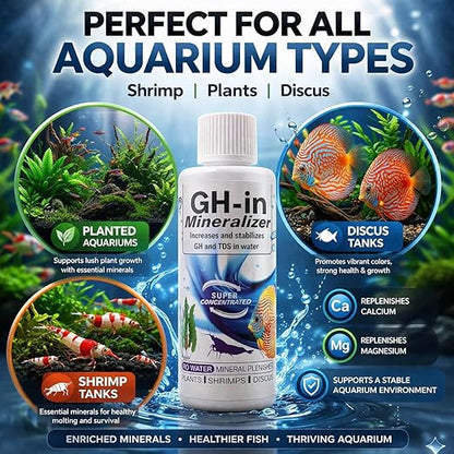 Aquatic Remedies GH-in Mineralizer for Aquarium (220 ml) – Increases & Stabilizes GH and TDS in RO Water | Mineral Supplement for Plants, Shrimp & Discus Fish