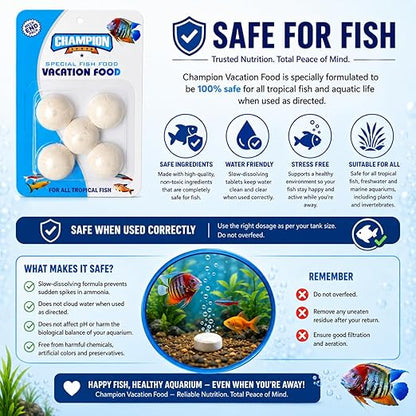 petzlifeworld Champion Vacation Fish Food Tablets Pack of 3 | Slow Dissolving Weekend & Holiday Feeding Blocks | Automatic Fish Feeder Food for Tropical Aquarium Fish | Clean Water Formula