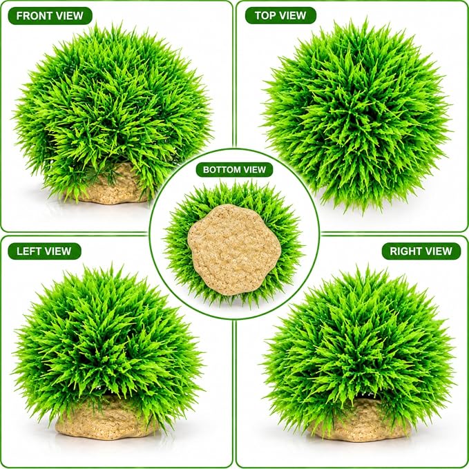 Petzlifeworld Artificial Aquarium Grass Plant with Stone Base | Green Fish Tank Decoration