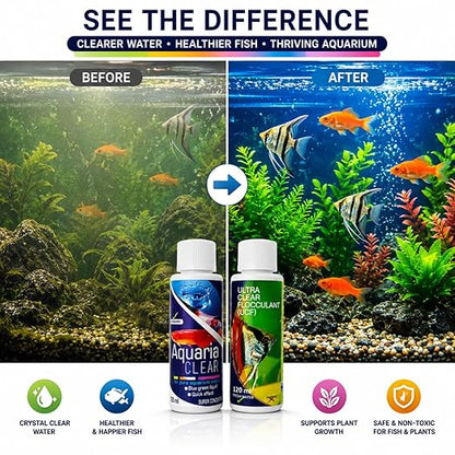 PetzlifeworldAquatic Remedies Aquarium Fish Tank Water Clarifier | Quickly Removes Cloudiness | Makes Crystal Clear Fish Tanks (Aqua Clear 120Ml+Ucf 120 Ml Combopack 2 * 120-240Ml)