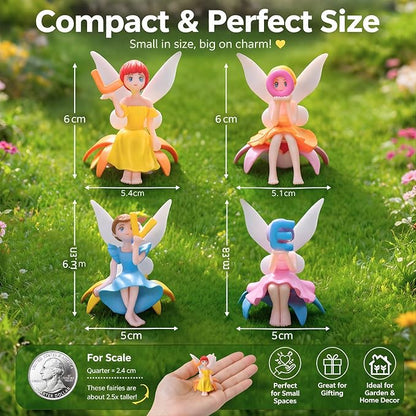 petzlifeworld Cute Fairy Alphabet Figurines Set – Decorative Mini Angel Dolls Holding Love Letters, Resin Miniatures for Home Decor, Cake Toppers, Desk & Gift