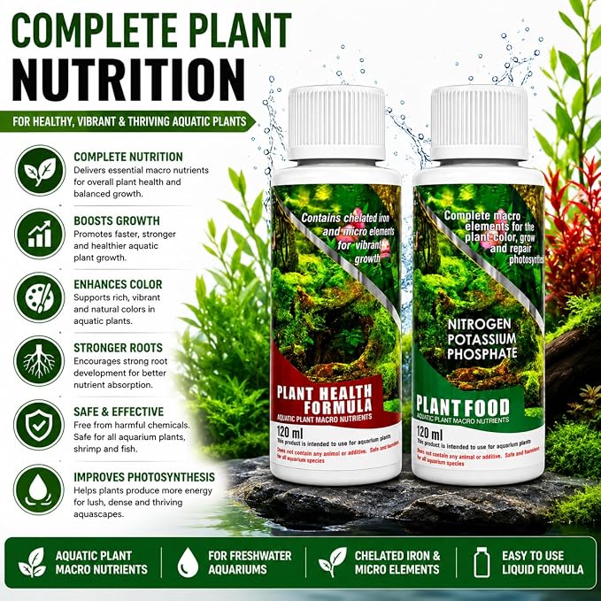 petzlifeworld Aquatic Remedies Aquarium Plants Fertiliser Combo, Plant Health Formula-120ML & Plant Food-120ML